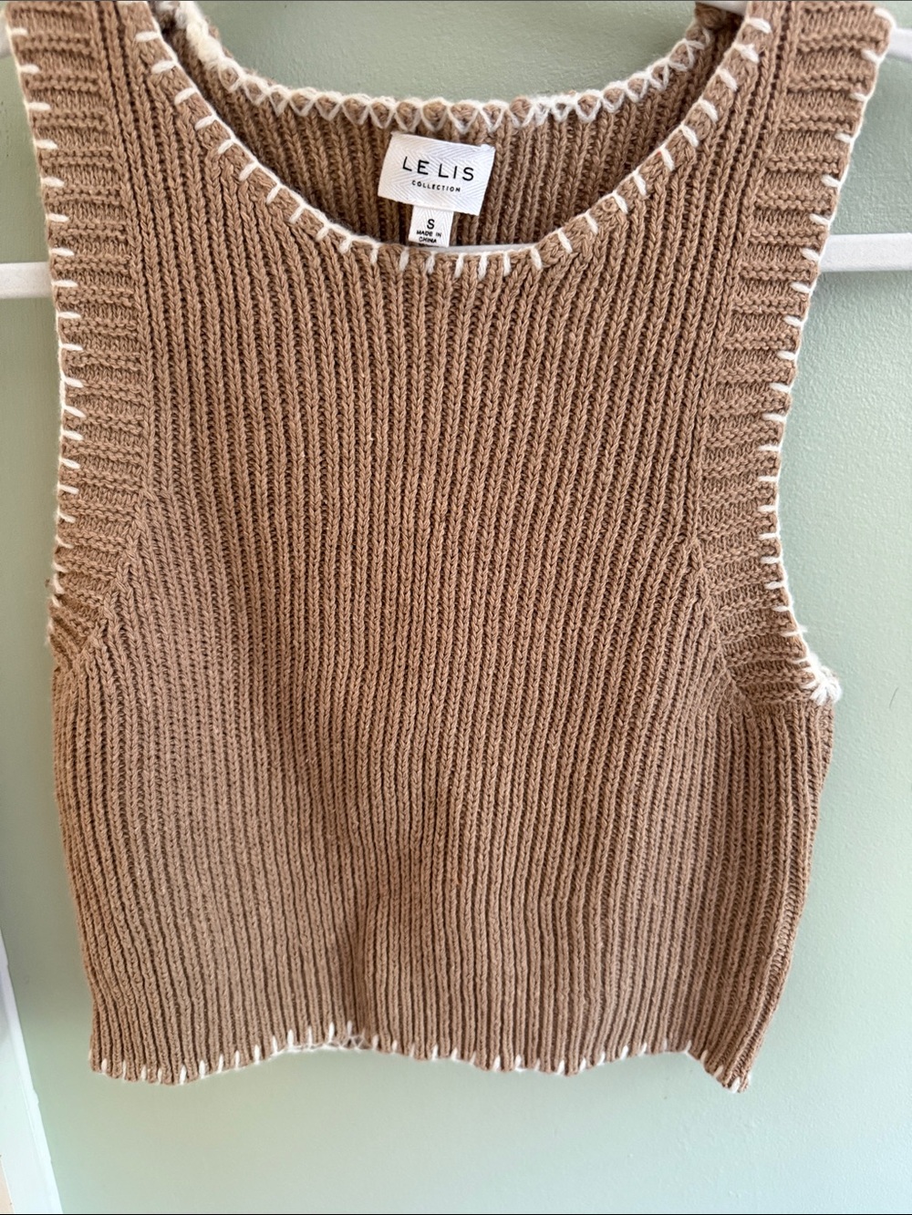 LE LIS Hadley Contrast Stitch Sweater Top